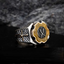 Tiger Eye Crossed Swords Design Spinner Ring With Sword Figure