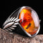Silver Ant Fossil Amber Stone Nice Mens Ring