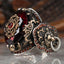 Silver Clear Ruby Stone Lion Mens Ring