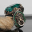 Silver Clear Tourmaline Stone Lion Mens Ring
