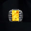 One of a Kind Yellow Amber Silver Ring No2