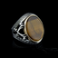 Tiger Eye Silver Ring with Double Swords Figure