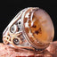 Authentic Yemeni Agate Stone Handmade Silver Mens Ring