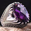 Best Design Amethyst Stone Silver Mens Ring
