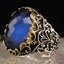 Brilliant Sapphire Stone Silver Excellent Cut Mens Ring