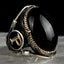 Customizable Letter Silver Onyx Stone Mens Ring