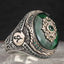 Customizable Special Silver Emerald Stone Heavy Mens Ring