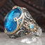 Elegant Dome Silver Aquamarine Stone Mens Ring
