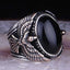 Great Eagle Style Natural Onyx Stone Silver Mens Ring