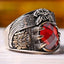 Handmade Silver Ottaman Eagle Ruby Stone Mens Ring