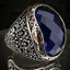 Handmade Facet Sapphire Stone Silver Polite Mens Ring