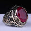 Luxury Cut Ruby and Onyx Multi Stone Silver Ring for Men
