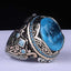 Natural Aquamarine Gemstone Silver Best Mens Ring