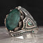 Natural Emerald Stone SilverExclusive Nice Mens Ring