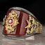 Original Red Agate Aqeeq Silver Handmade Mens Ring