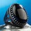 Ottoman Silver Deep Onyx Stone Mens Ring