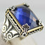 aid Faceted Sapphire Stone Luxury Silver Mens Ring