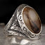 Royal Silver Natural Yemeni Agate Stone Mens Ring