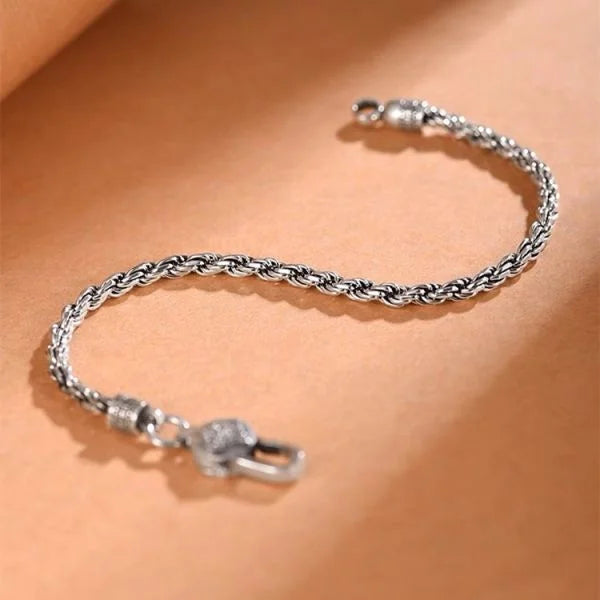 Sterling Silver Fortune Cross Vajra Pestle Hemp Rope Braid Bracelet Secondary image