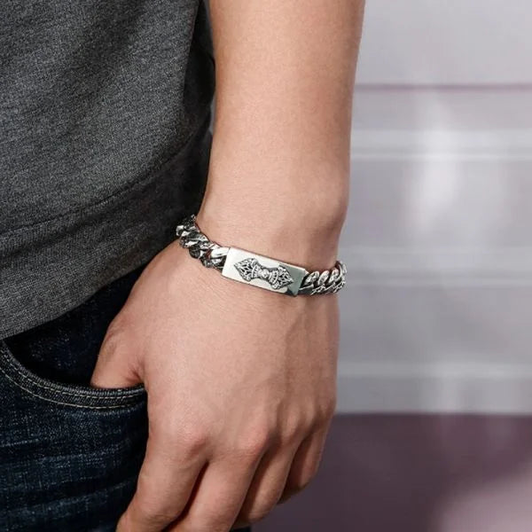 Sterling Silver Auspicious Six Character Truth Vajra and Pestle Bracelet Secondary image