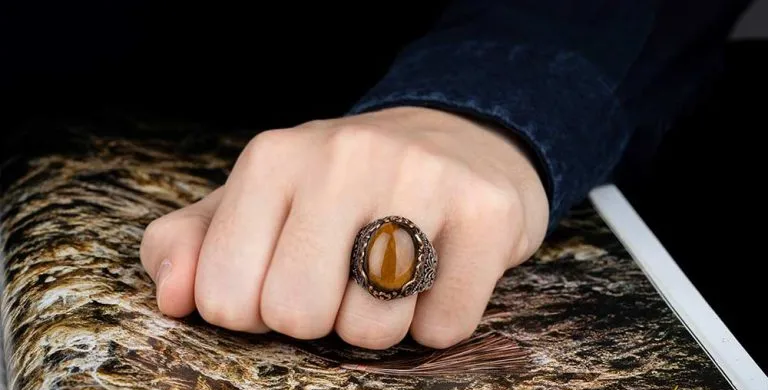 Brown Tiger Eye Oval Designer Silver Ring Secondary image