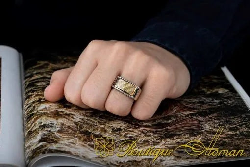 Elegant Cut Yellow Carbon Silver Ring Secondary image