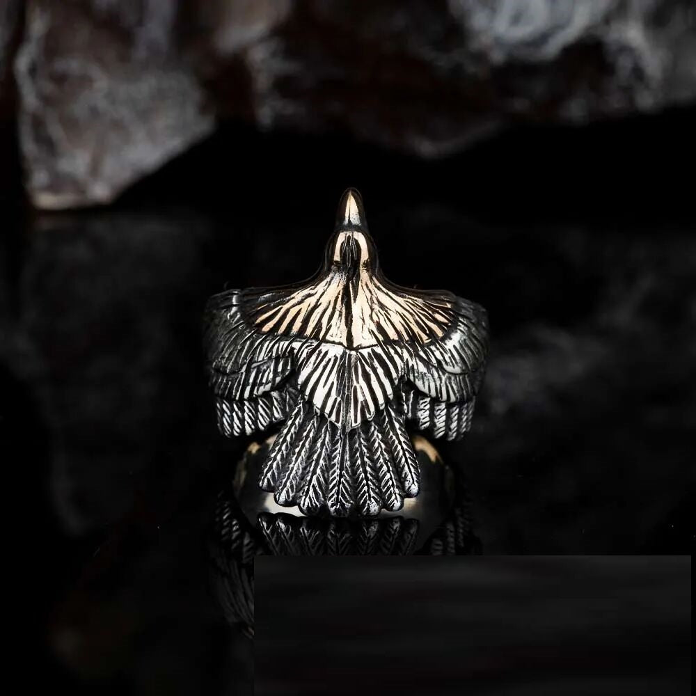 Flying Eagle Head Adjustable Size Silver Ring Main image