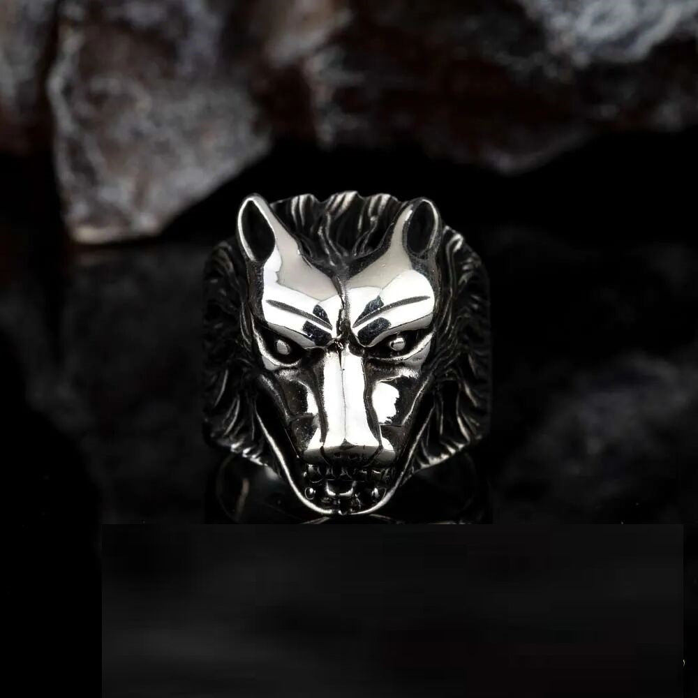 Roaring Lion Head Silver Men Ring Main image