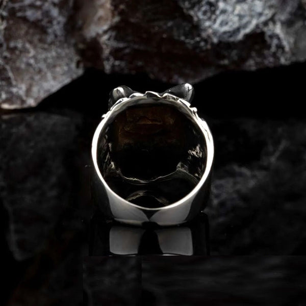 Roaring Lion Head Silver Men Ring