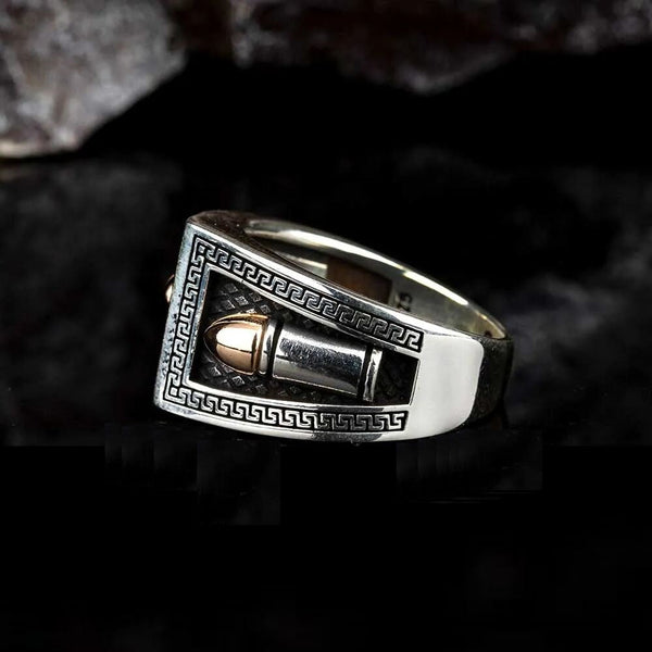 Sterling Silver Ring with Double Bullet Figure