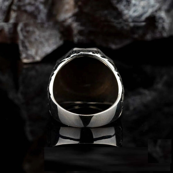 Oxidized Octagon Knitting Silver Ring
