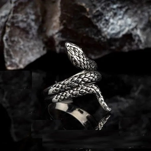 Snake Oxidized Silver Ring Secondary image