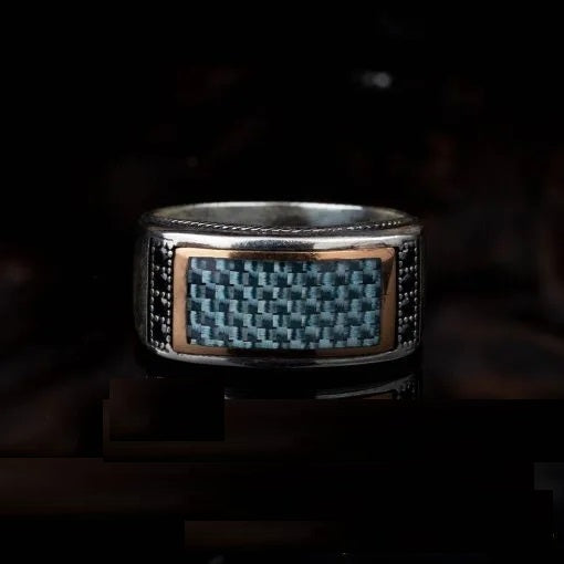 Elegant Cut Ice Blue Carbon Silver Ring Main image