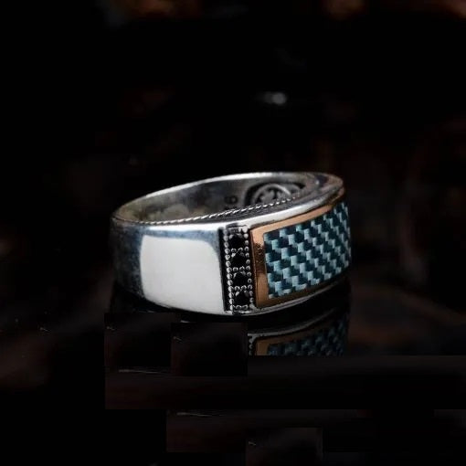 Elegant Cut Ice Blue Carbon Silver Ring Secondary image