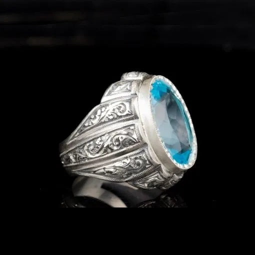 One of a Kind Blue Topaz Silver Ring No2 Secondary image