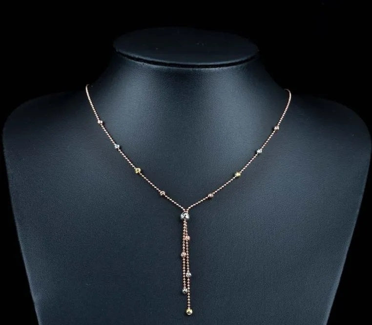 Diamond Cut Tri Color Ball Y Silver Necklace Main image
