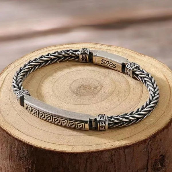 Sterling Silver Fingerprint Pattern Chain Bracelet Main image