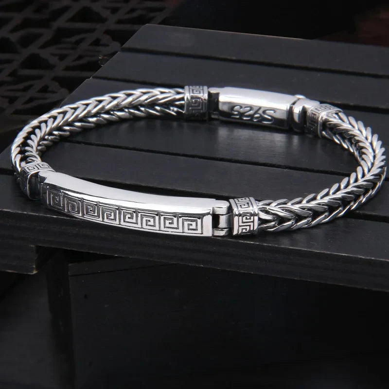 Sterling Silver Revolve Pattern Chain Bracelet Main image