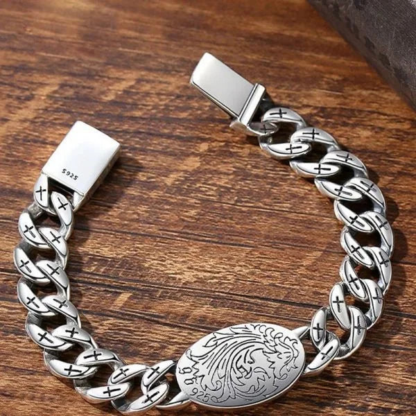 Sterling Silver Eye of God Curb Chain Bracelet Secondary image