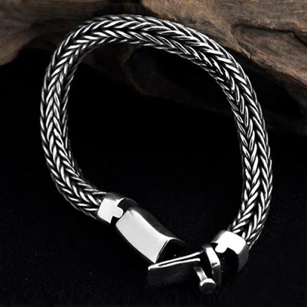 Sterling Silver Braided Chunky Chain Bracelet
