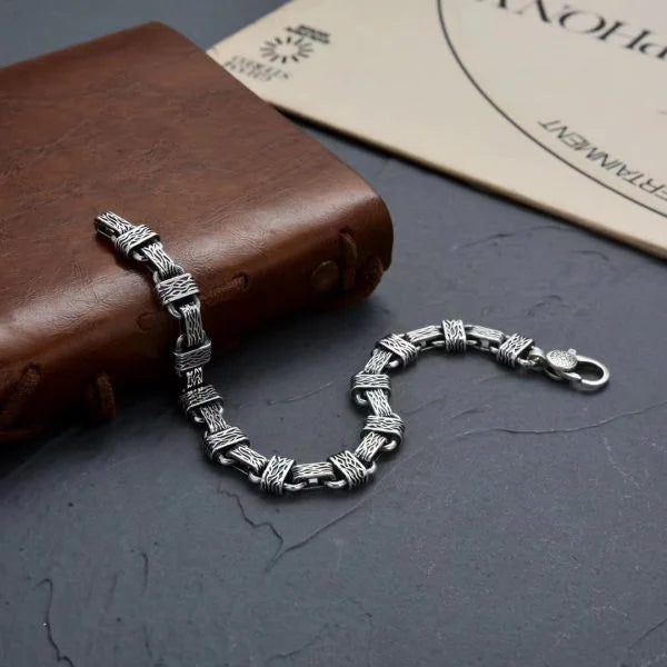 Sterling Silver Simplicity Seal Engraved Pattern Bracelet Main image