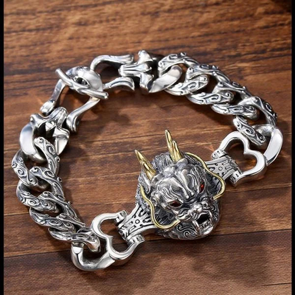 Sterling Silver Dragon Roar Nine Days Curb Chain Bracelet Main image