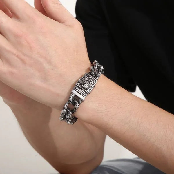 Sterling Silver Punk Skull Twist Bracelet Secondary image