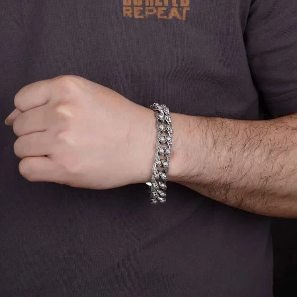 Sterling Silver Dark Hip-Hop Skull Bracelet Secondary image