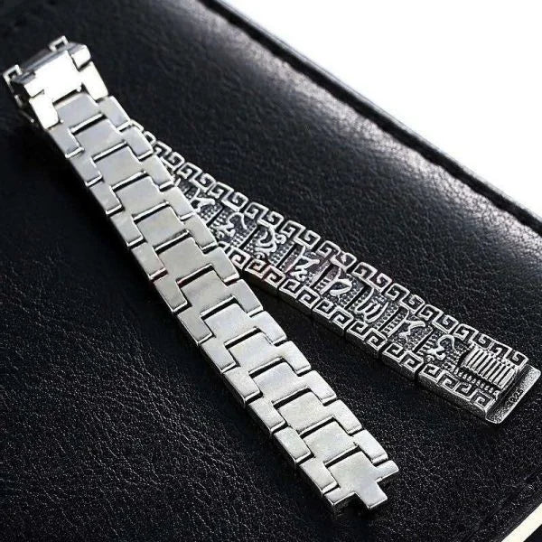 Sterling Silver Buddhist Mantra Chain Bracelet Secondary image