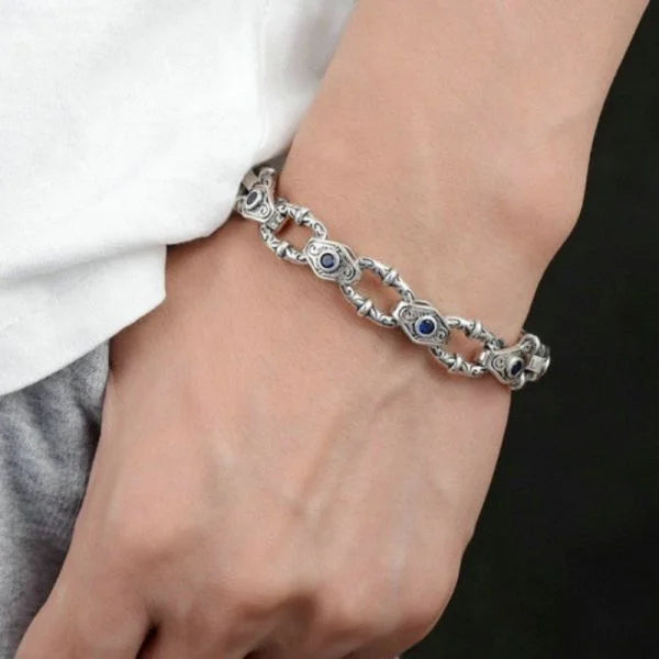 Sterling Silver Tang Grass Pattern Zircon Bracelet Secondary image