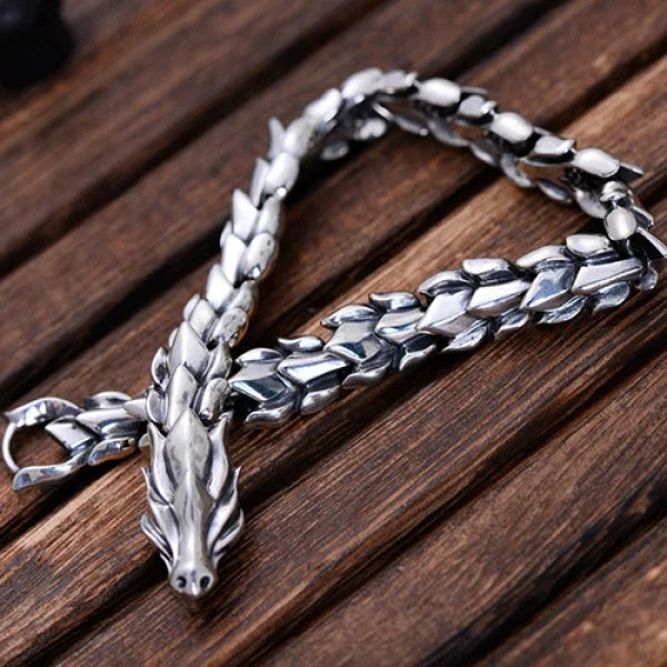 Sterling Silver Dragon Amulet Chain Bracelet Main image