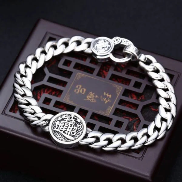 Sterling Silver Ethnic Style Turning Cuban Tank Bracelet Main image