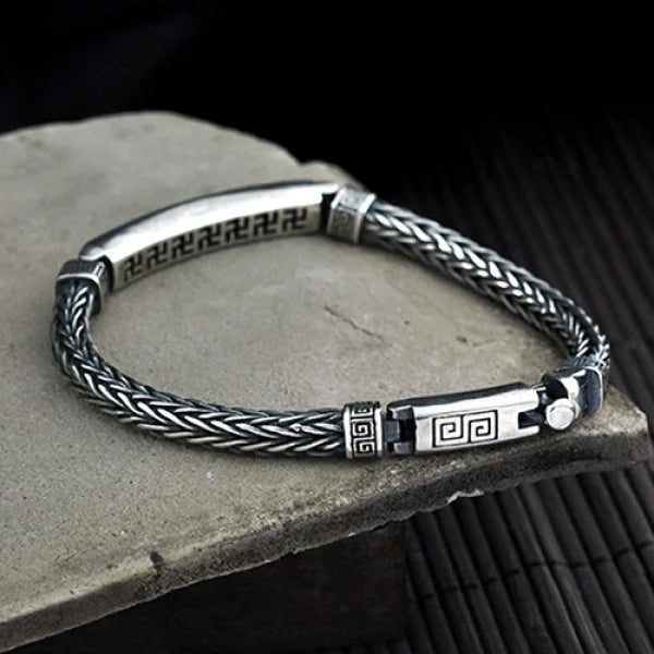 Sterling Silver Revolve Pattern Chain Bracelet