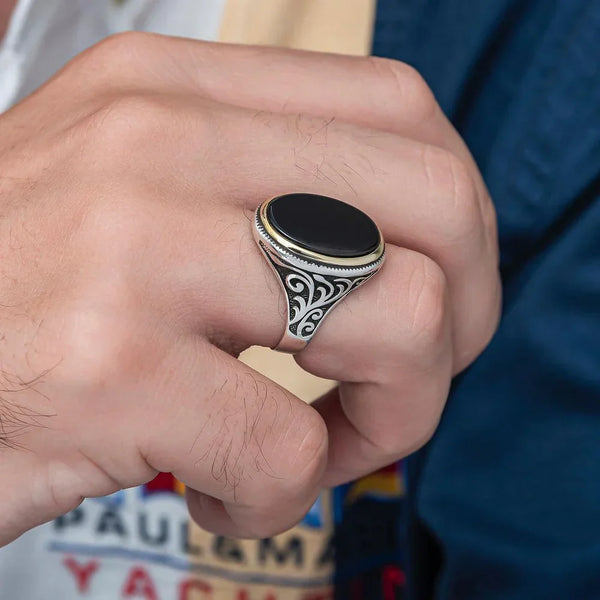Classic Aqeeq -Silver Ring
